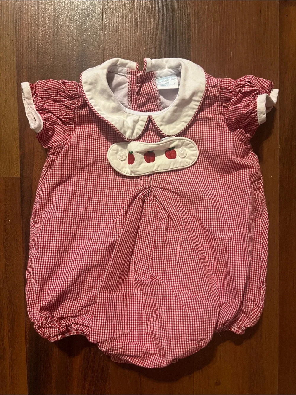 Edgehill Collection Red and White Check Baby Bubble Romper Size 6 Months